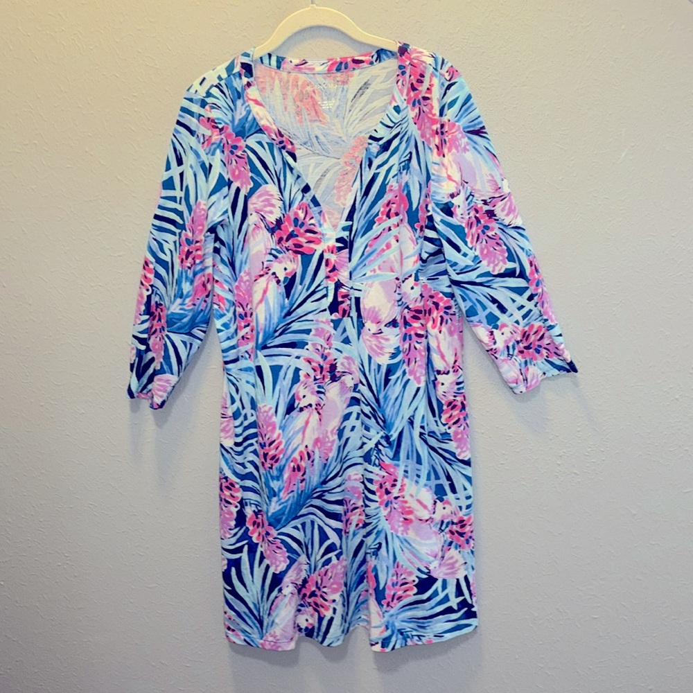 Lilly Pulitzer Daphne Dress Tweethearts Tropical Blue & Pink Women’s Siz… - Picture 2 of 9